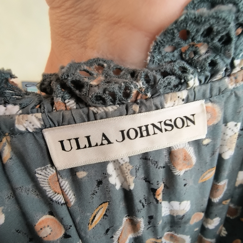 Ulla Johnson Odile raffled Floral broderie anglaise cotton Poplin midi dress 8 - Picture 9 of 12